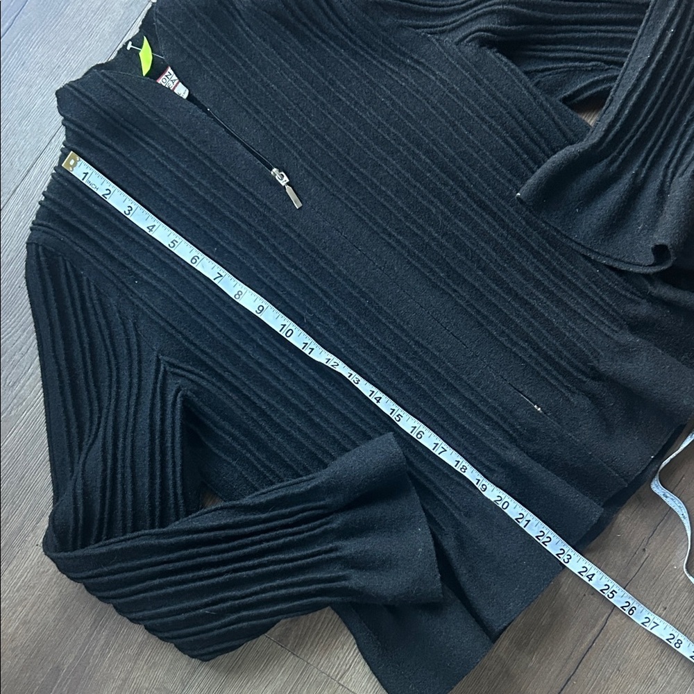 Beyond Threads Alpaca Black Ribbed Zip-Up Sweater ! Large - Picture 2 of 6